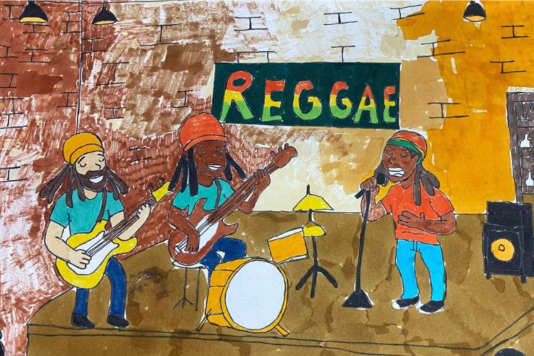 Bar de Reggae - Ilustração feita por David Lucas, jovem artista autista da equipe de Conteúdo da Abrasel